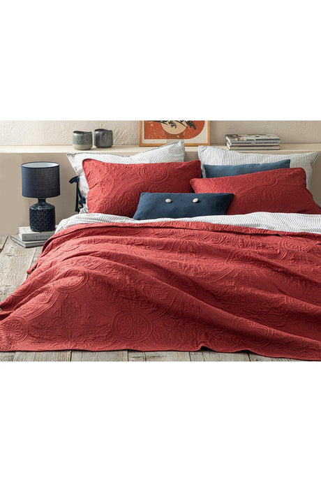 Easton Multi-Purpose Double Bedspread Set 200x220 Cm Claret Red - Swordslife