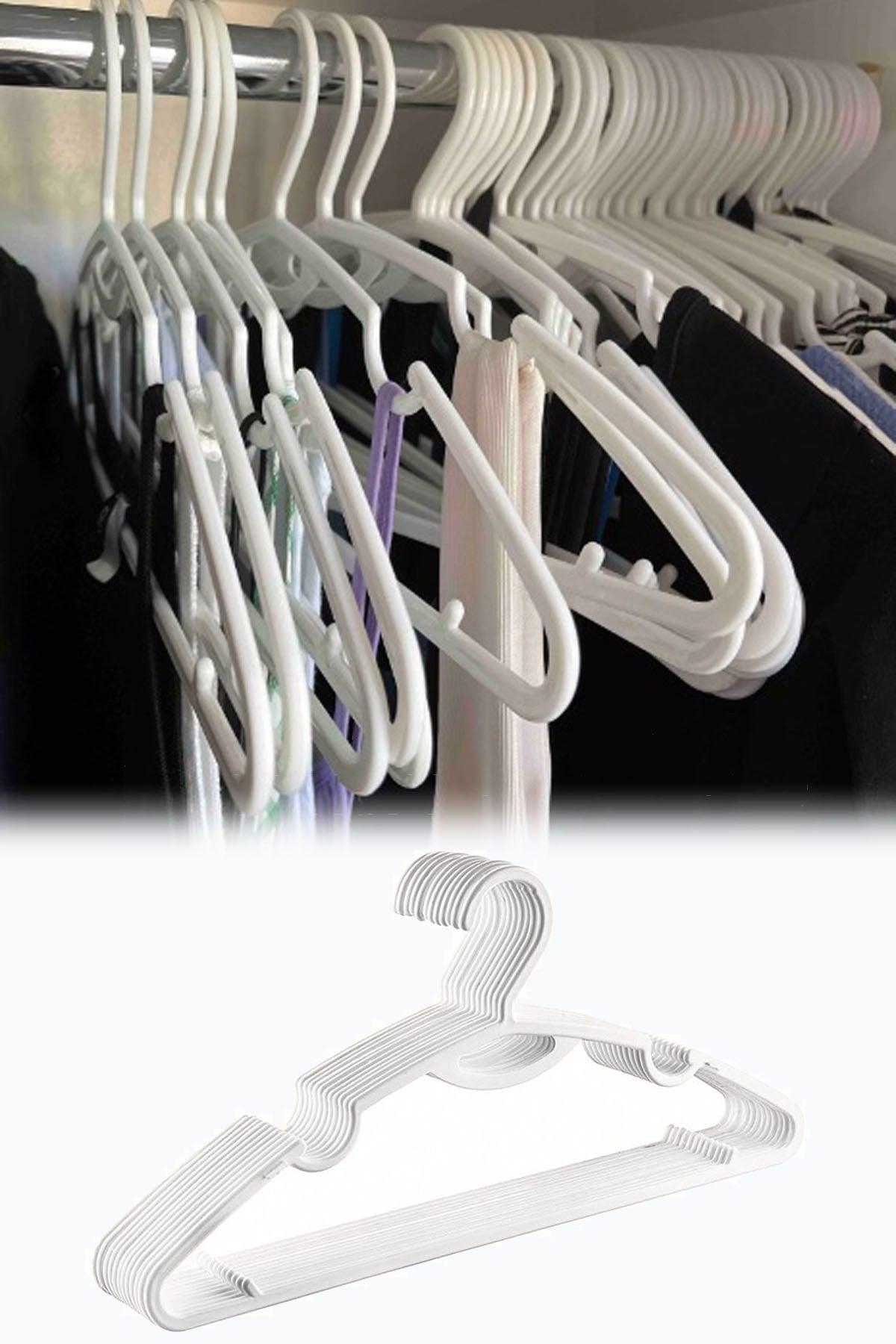 Eco Wide Clothes Hanger Plastic 12 Piece Set 41cm White De017 - Swordslife