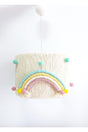 Ecru Macrame Thread Wrapped Colorful Rainbow Detailed Pompom Baby Girl and Child Room Pendant Lamp Chandelier - Swordslife