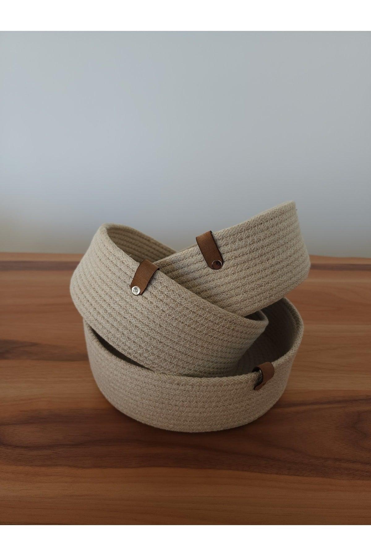 Ecru Straw Handmade 3 Pcs Set Basket