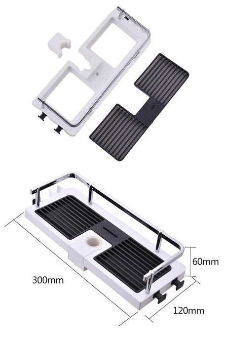 Edelstahl, Bad Pole Aslable Corner Shampoo Seife Double Hanger Regulator Rack 30cm - Swordslife
