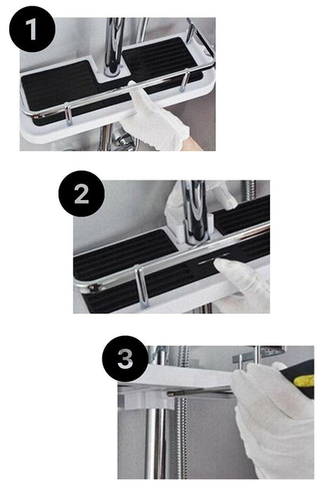 Edelstahl, Bad Pole Aslable Corner Shampoo Seife Double Hanger Regulator Rack 30cm - Swordslife