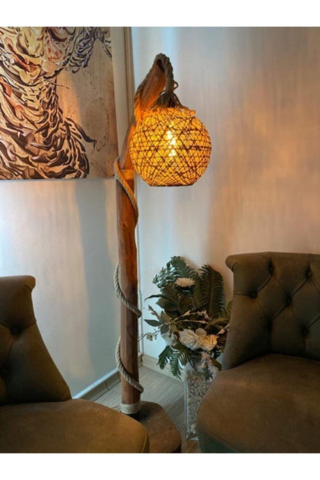Aegean Decorative Corner Lighting Natural Wood Log Floor Lamp 130-140cm - Swordslife