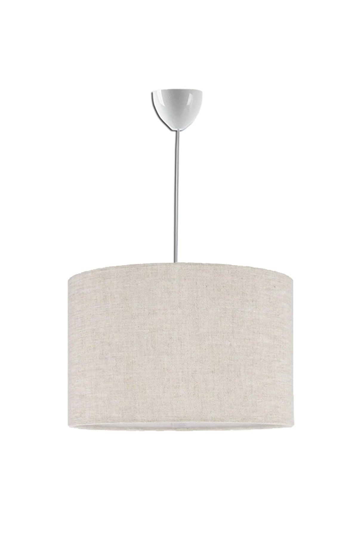 Aegean Modern Cream Fabric Lampshade Pendant Lamp Single Chandelier - Swordslife