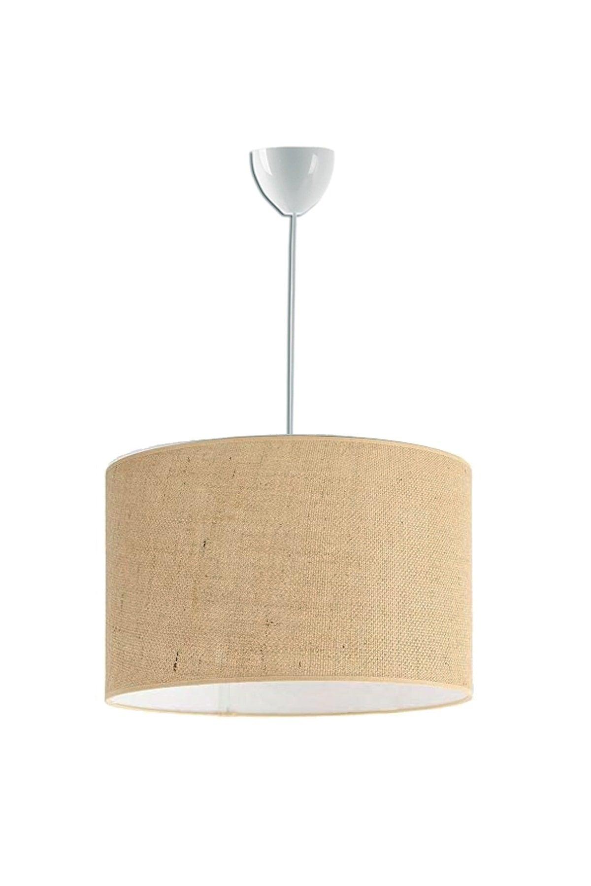 Aegean Modern Burlap Color Fabric Lampshade Pendant Lamp Single Chandelier - Swordslife