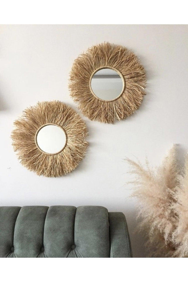 Handmade Mirrored Raffia Wall Ornament - Swordslife