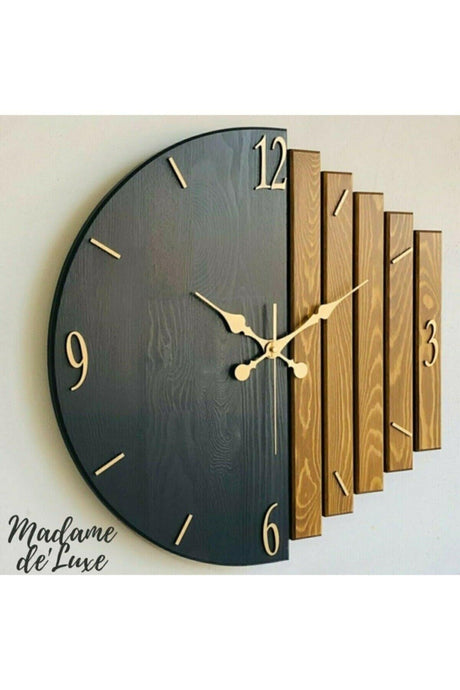 Handmade Natural Solid Wood Wall Clock 40x40cm Anthracite And Walnut - Swordslife