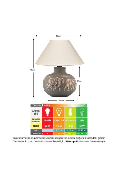 Elephant Ceramic Gray Lampshade - Swordslife