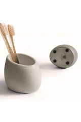 Elliptical Concrete Toothbrush Holder - White - Swordslife