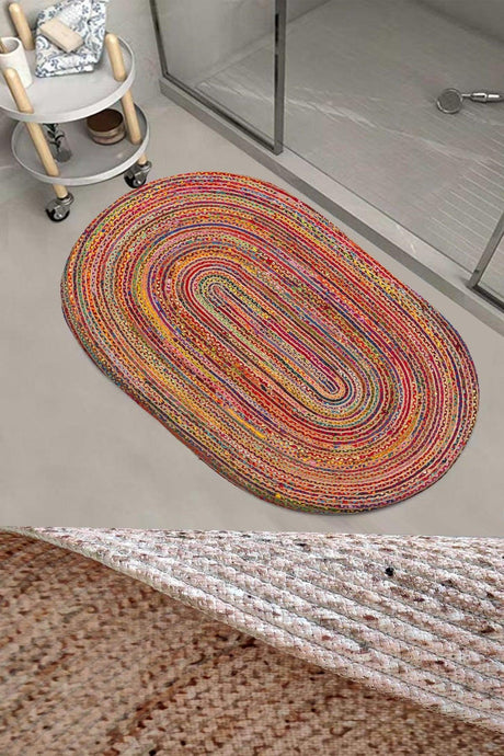 Else Colored Striped Patterned Rope Straw Jute