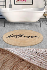 Else Decor Bathroom Written Rope Straw Jute Knit Round Shower Front Bath Mat 120x120cm - Swordslife