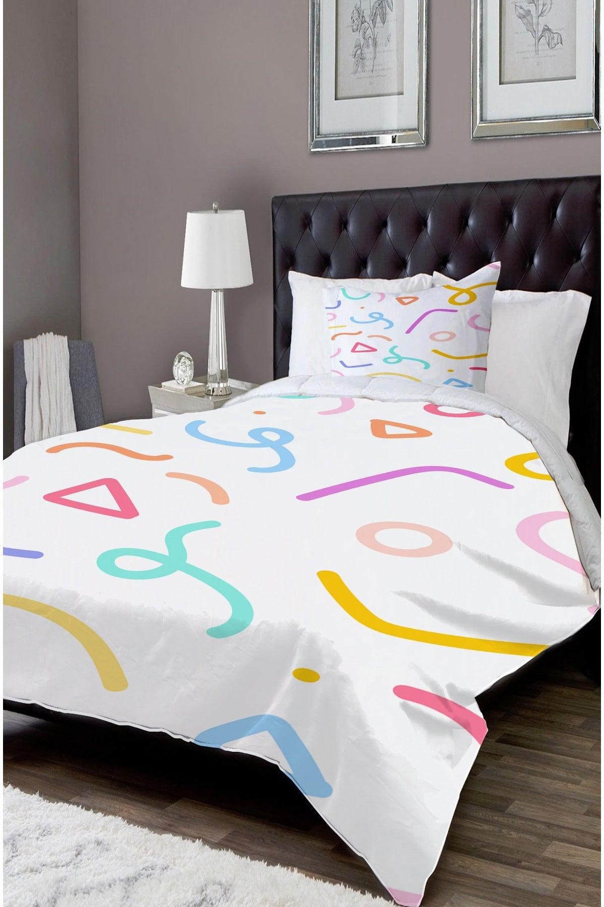 Else Patterned Single Bed Linen Duvet Cover Set Nyds-16 - Swordslife