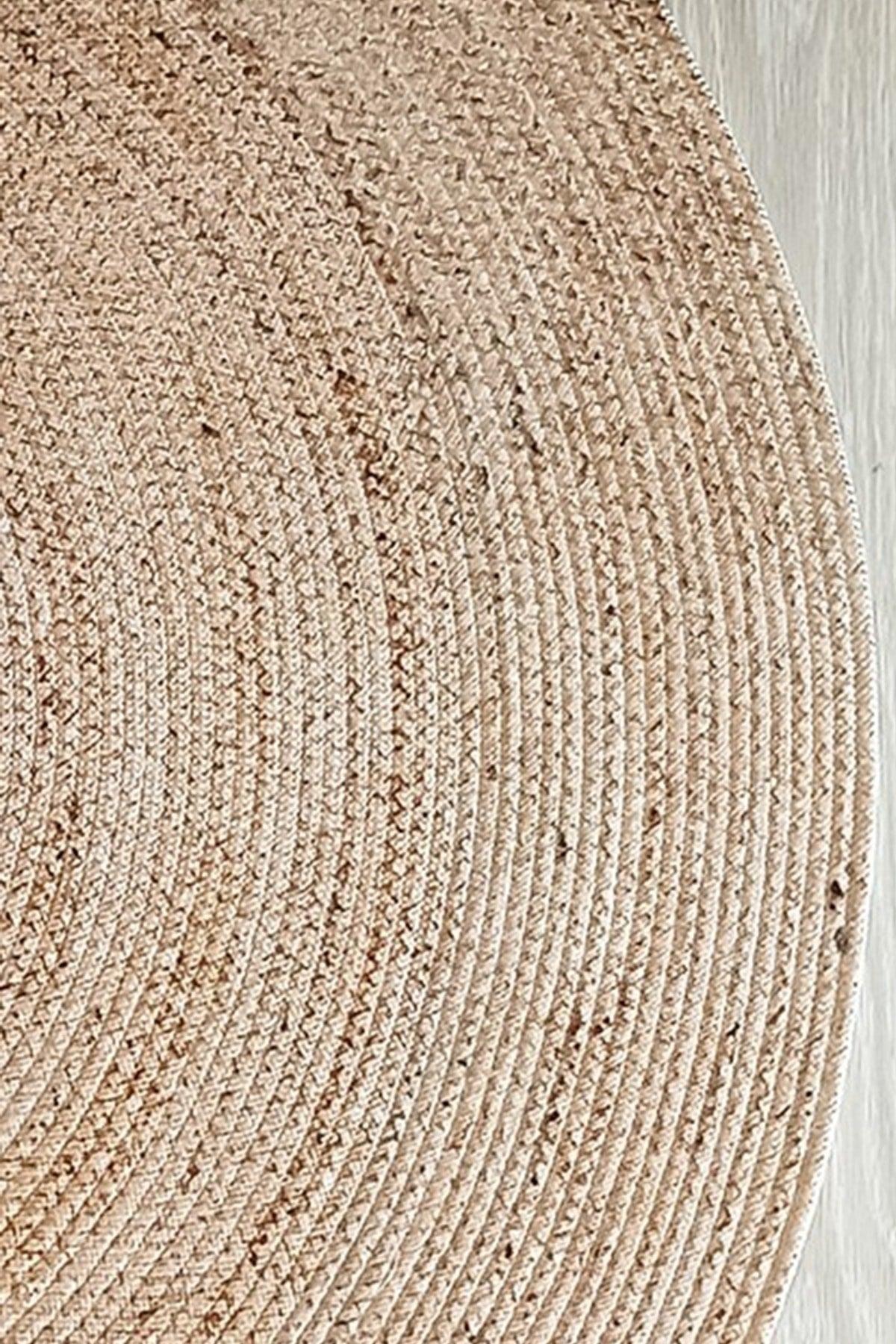 Else Footprint Patterned Rope Straw Jute Knit Oval Bathroom Rug Toilet Seat Shower Front Mat - Swordslife