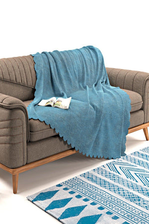 Else Blue Double Sided Non-Slip Chenille Single Sofa Cover Throw 12 Colors - Swordslife