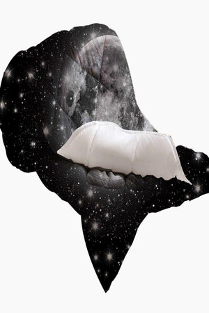 Else Black White Space Moon Stars 3d Patterned Double Microfiber Duvet Sleeping Set - Swordslife