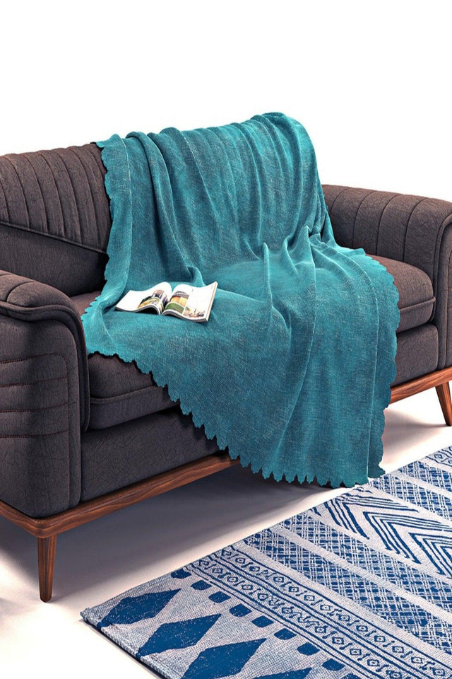 Else Turquoise Double Sided Non-Slip Chenille Single Sofa Cover Throw Throw 12 Colors - Swordslife