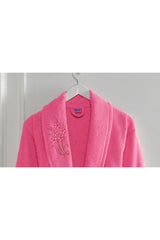 Embroidered Cotton 2 Piece Bathrobe Set | Pink