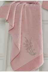 Embroidered Cotton 2 Piece Bathrobe Set | Powder - Swordslife