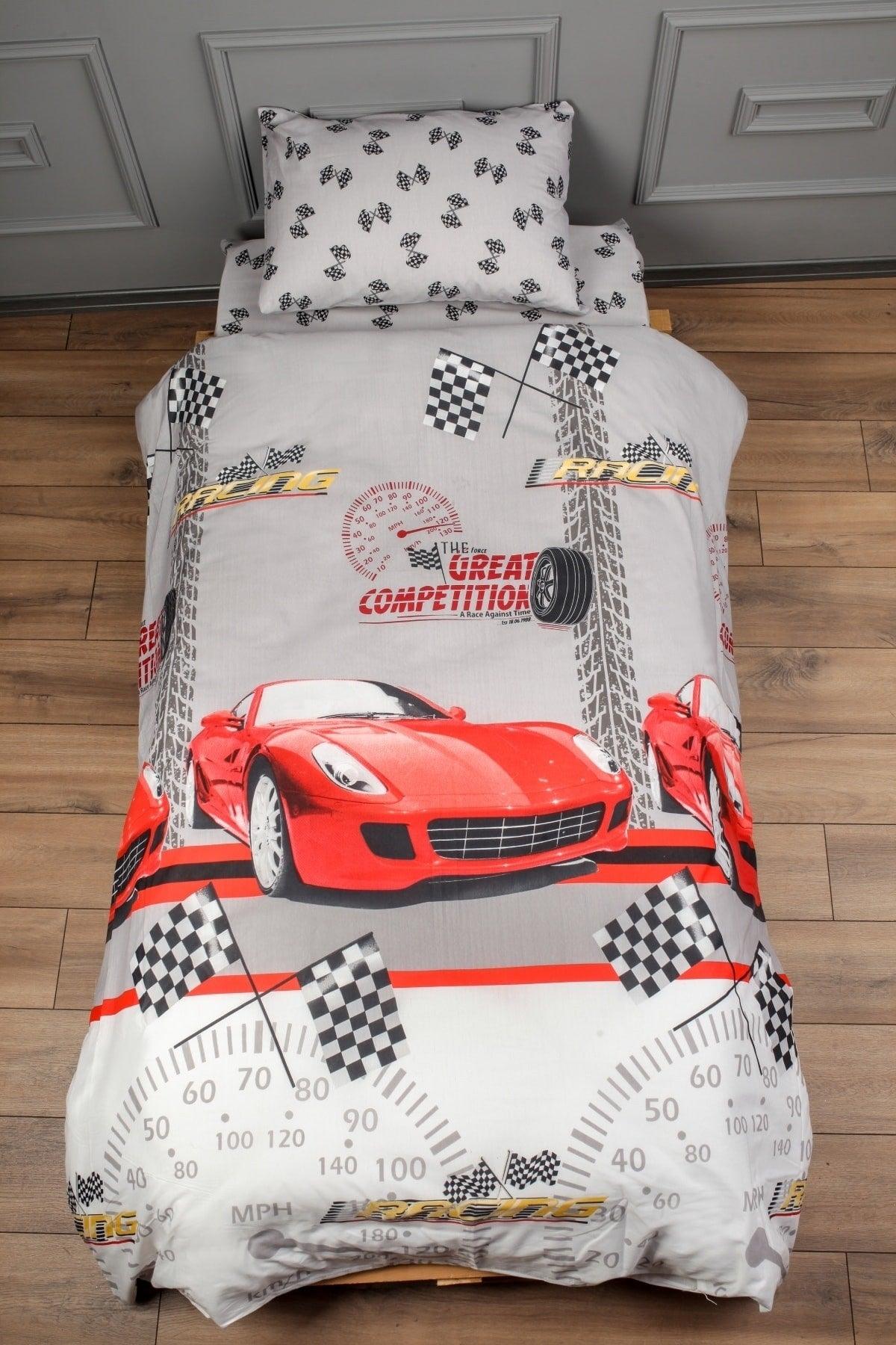 Boy, Duvet Cover, Rally, Cotton Ranforce Fabric, Single, Gray - Swordslife