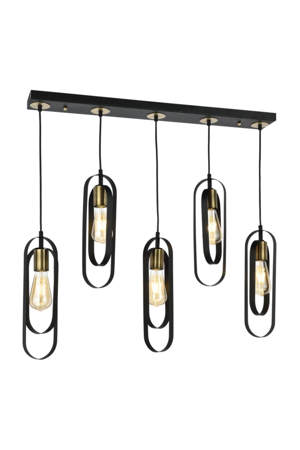 Esse 5-Piece Black Tumbled Box Pendant Chandelier - Swordslife