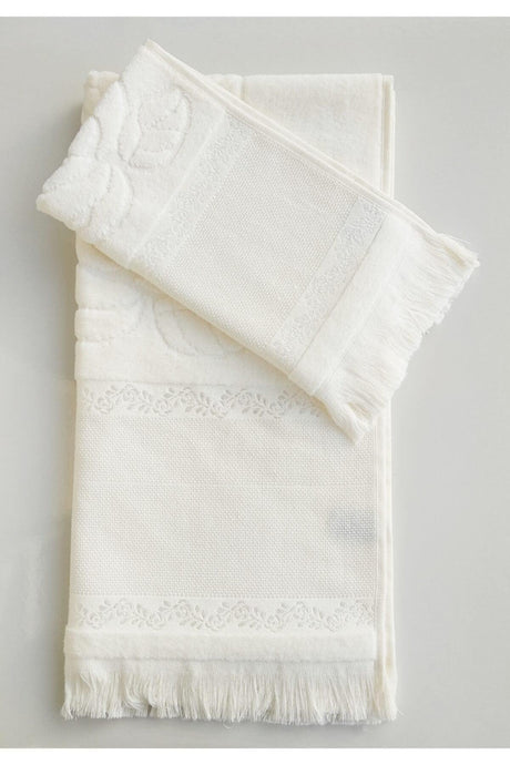 Etamine Embroidered Velvet Towel with Mother and Girl 2 Pcs