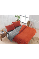 Eternity Corded 4-Piece Orange Velvet Duvet Cover Set - Swordslife