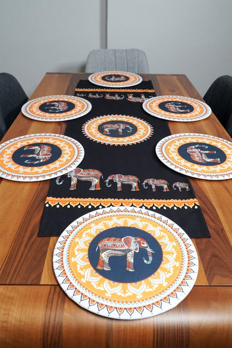 Ethnic Elephant Patterned Runner, 2-Piece Supla Cover (Excluding wooden Suplas) - Swordslife