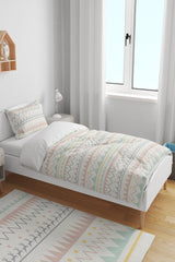 Ethnic Scandinavian Patterned Zigzag And Triangle Single Bedding Set For Kids - Swordslife