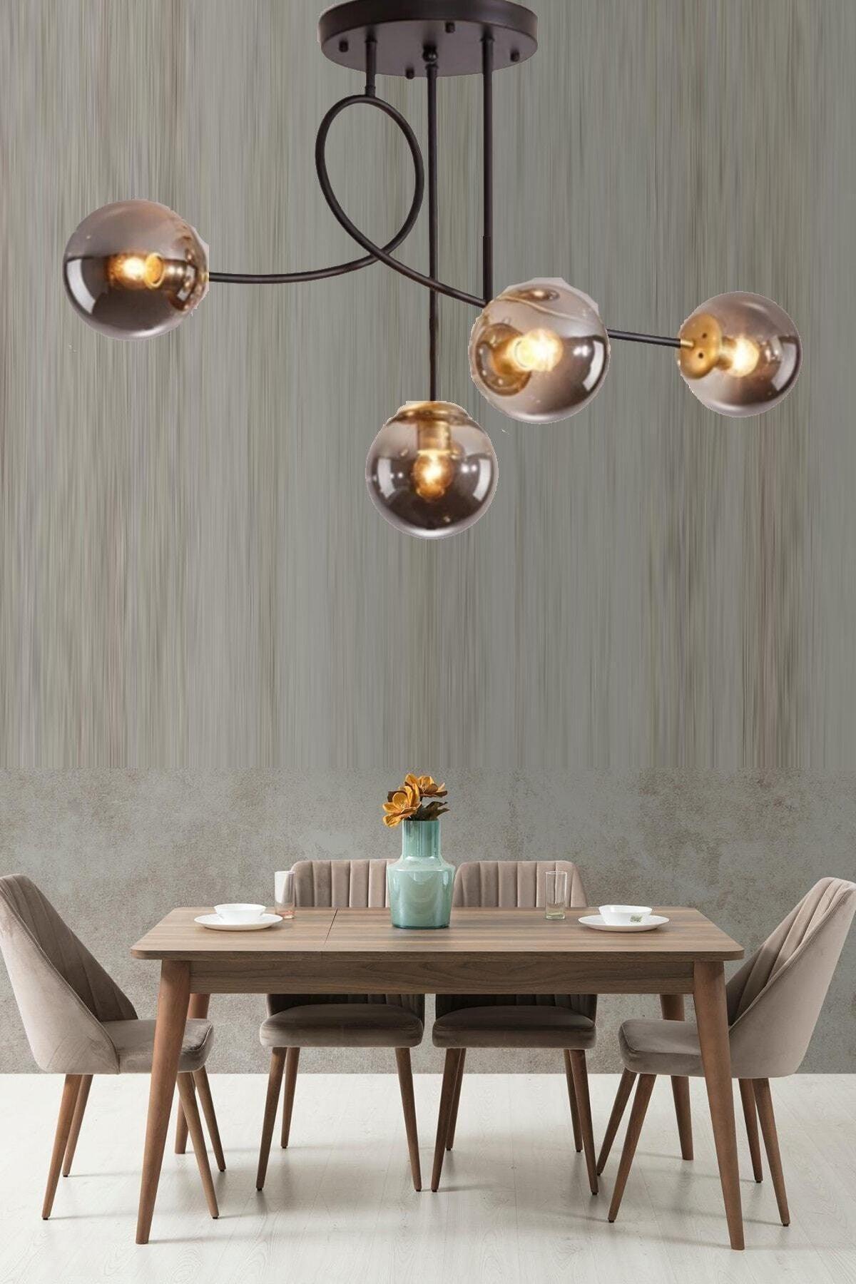 Eva Modern Style Globe Imported Glass Quad Chandelier - Swordslife