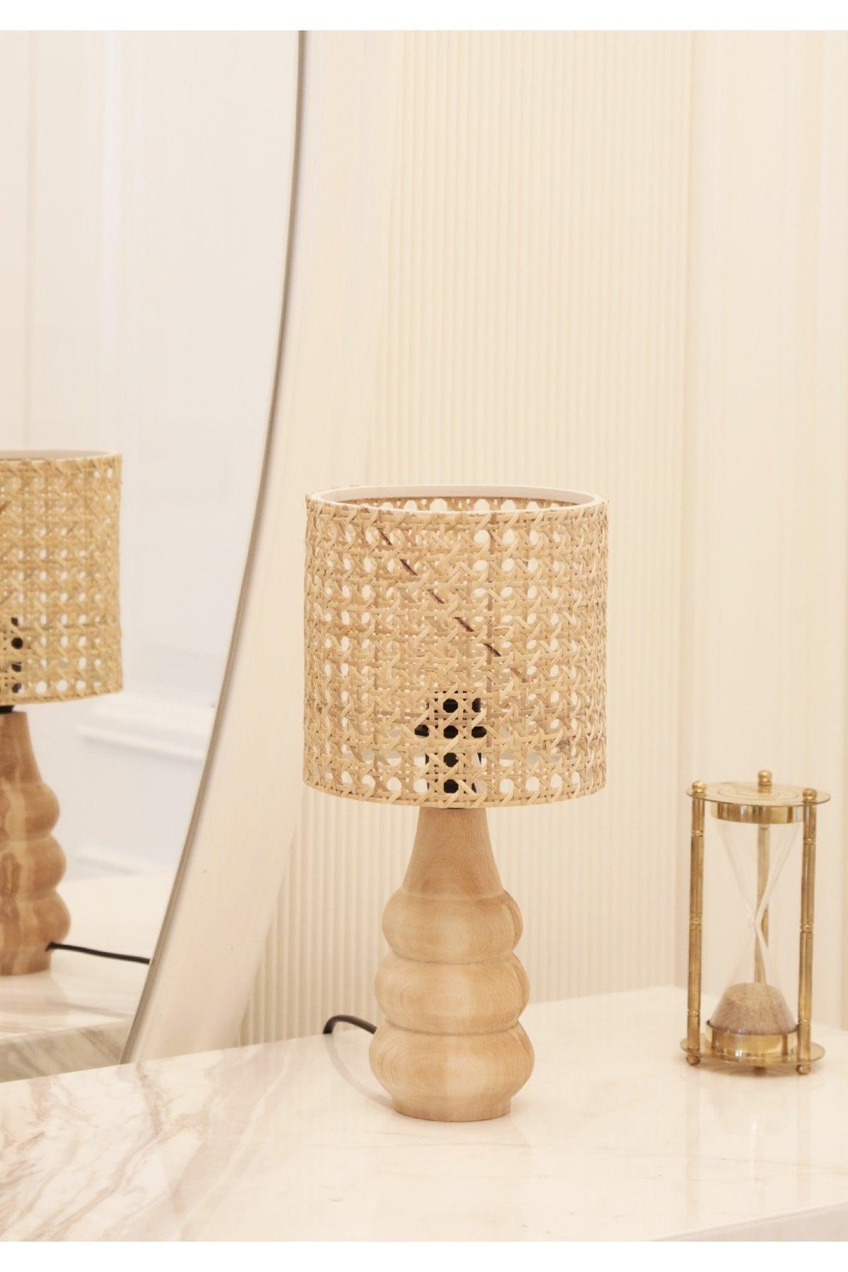 Exclusive Rattan Hazeran Natural Wood Body Lampshade - Swordslife