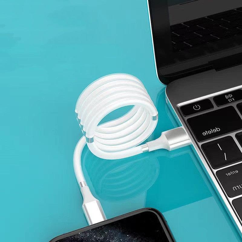 New Magic Rope Magnetic Absorption Data Cable TPE Magnetic Fast Charging Cable For Type-c Retractable Easy Storage - Swordslife