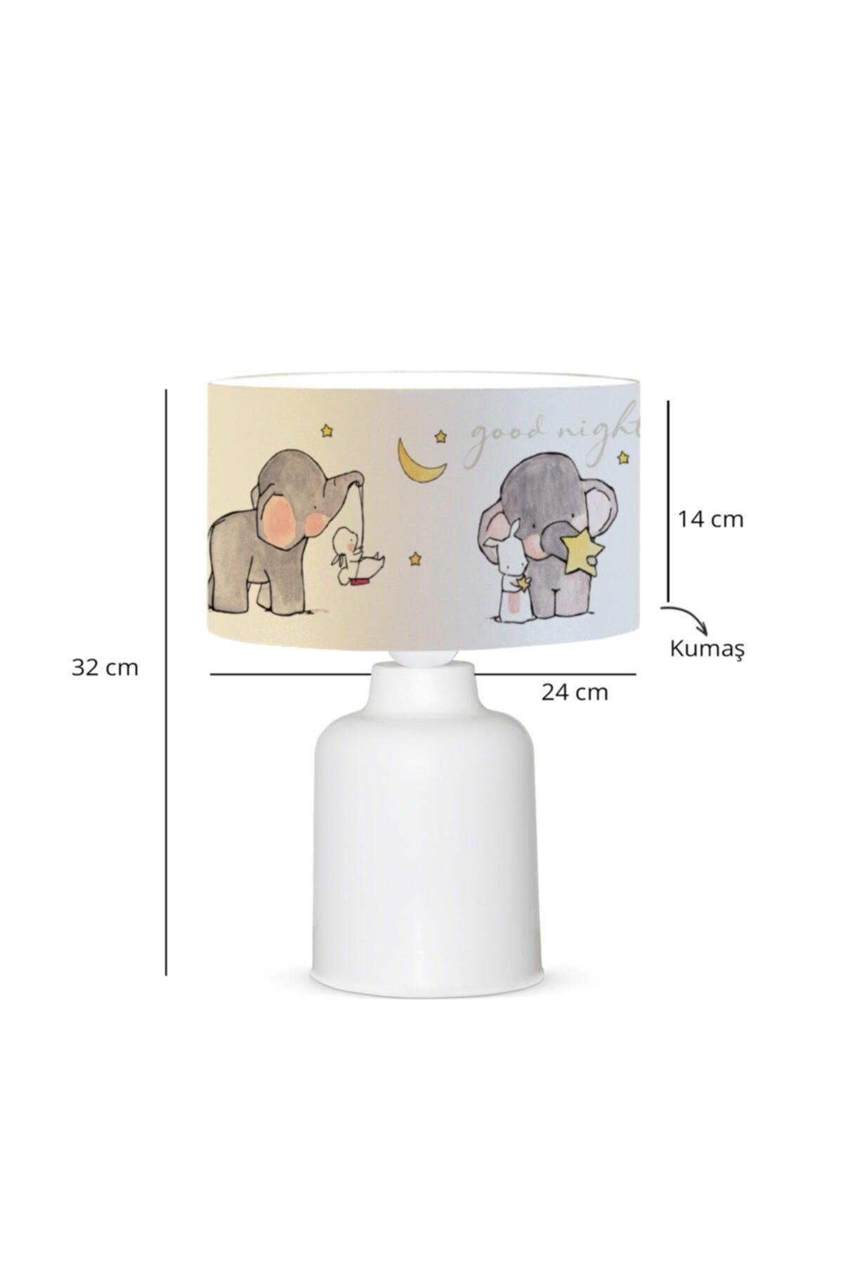 Fabric Printed Elephant Patterned Kids Room Lampshade Ayd-3049 - Swordslife