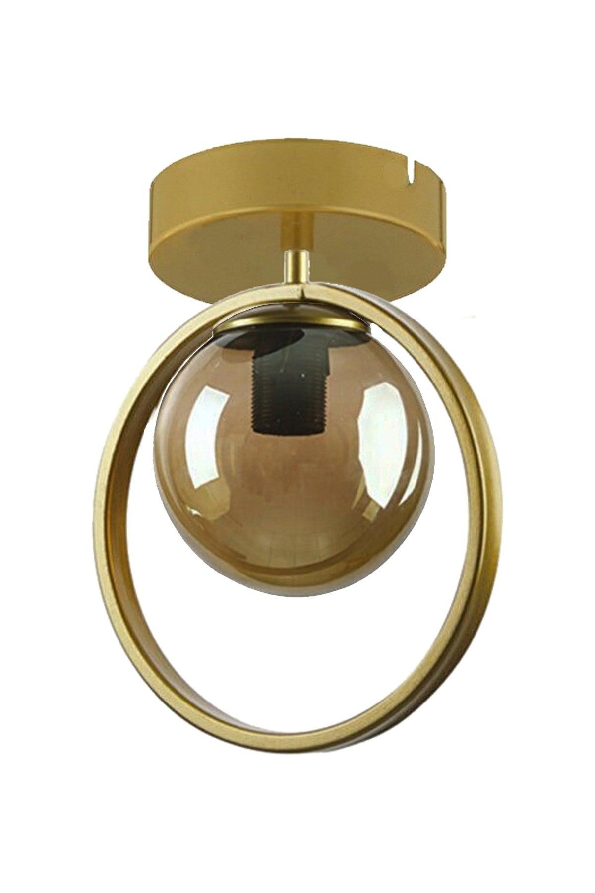 Peri Metal Ring Gold Smoked Hall - Kitchen Single Chandelier - Swordslife