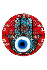 Mother Fatma's Blessed Hand Patterned Evil Eye Beaded Red Wall Ornament - Swordslife