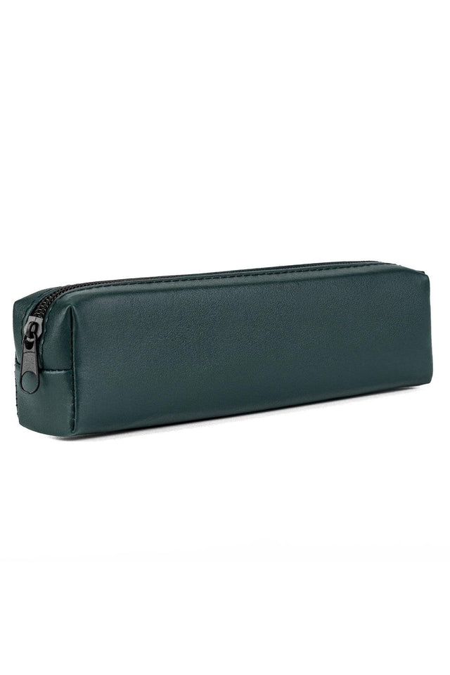 Faux Leather Dark Green Pencil Case