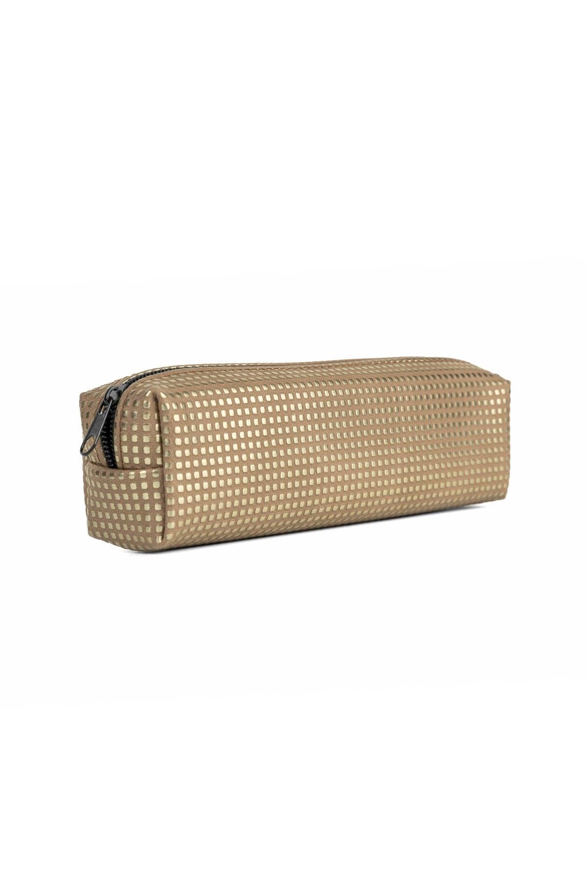 Faux Leather Light Brown Pointed Pencil Case