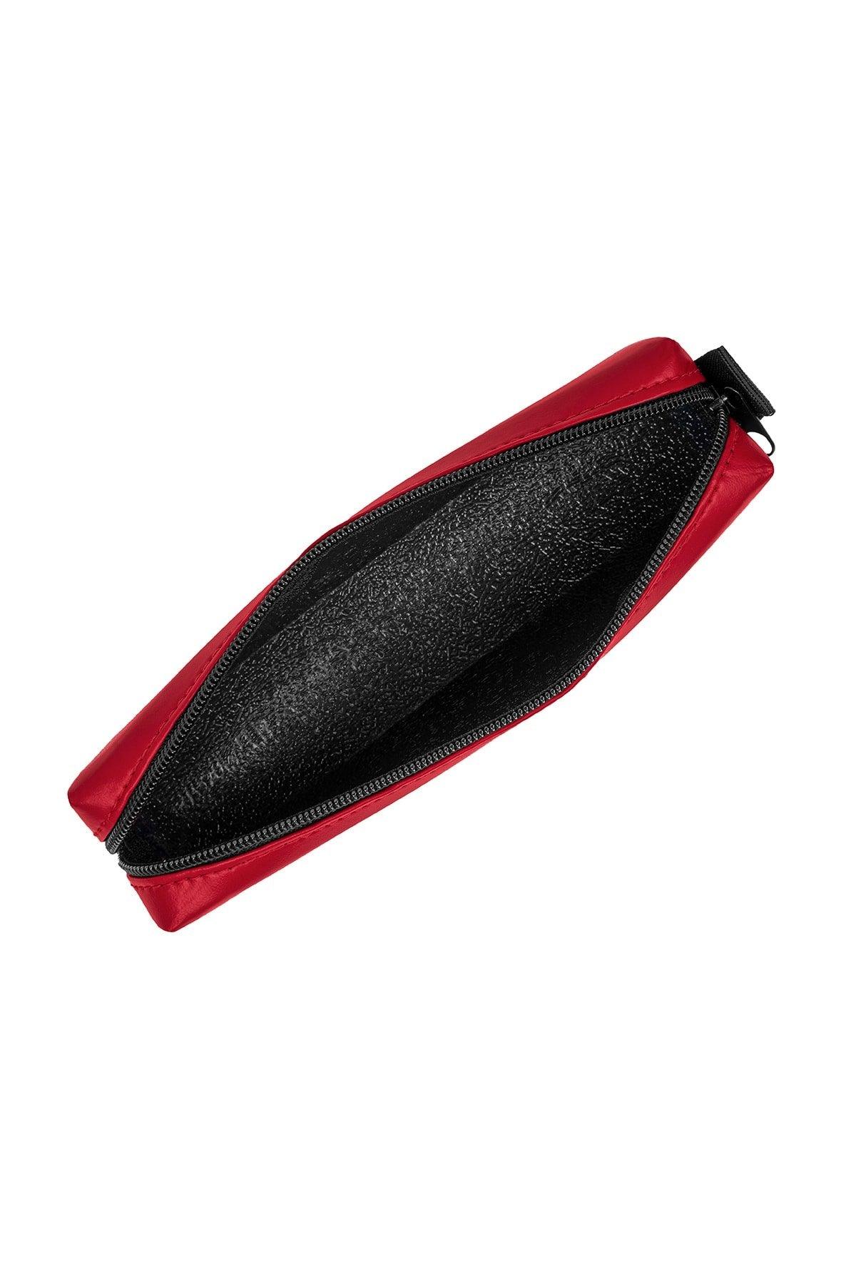 Faux Leather Red Pencil Case