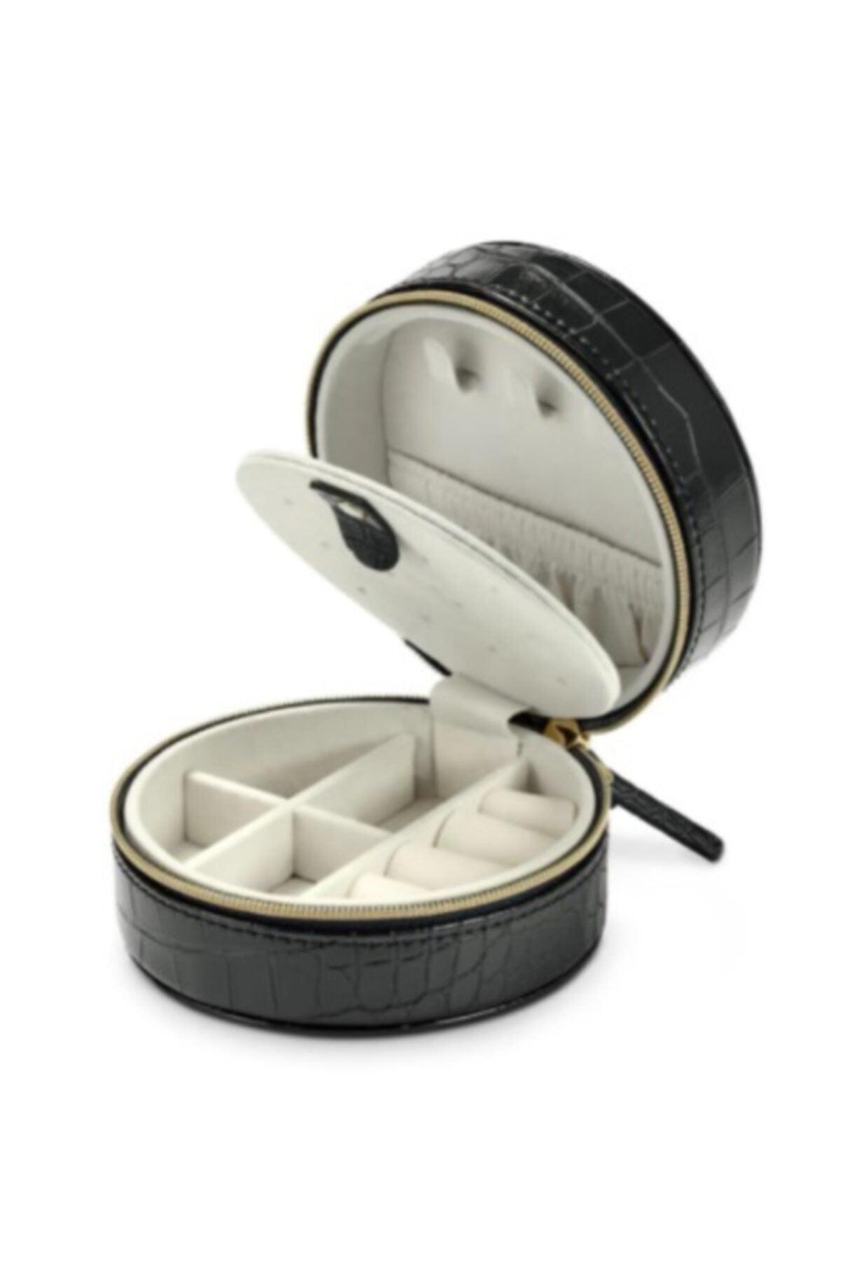 Faux Leather Round Jewelry Box 10cm