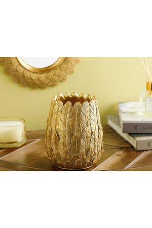 Feathers Vase 12.7x12.7x15.2cm Gold - Swordslife