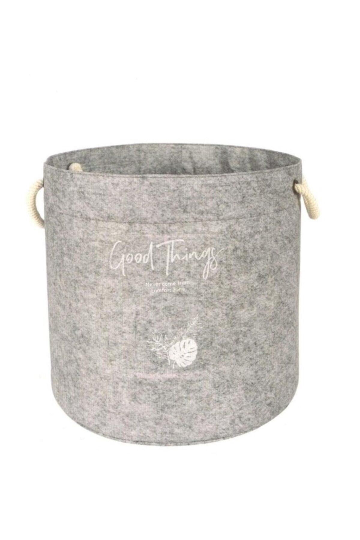 Felt Handle Round Organizer Basket - Lot