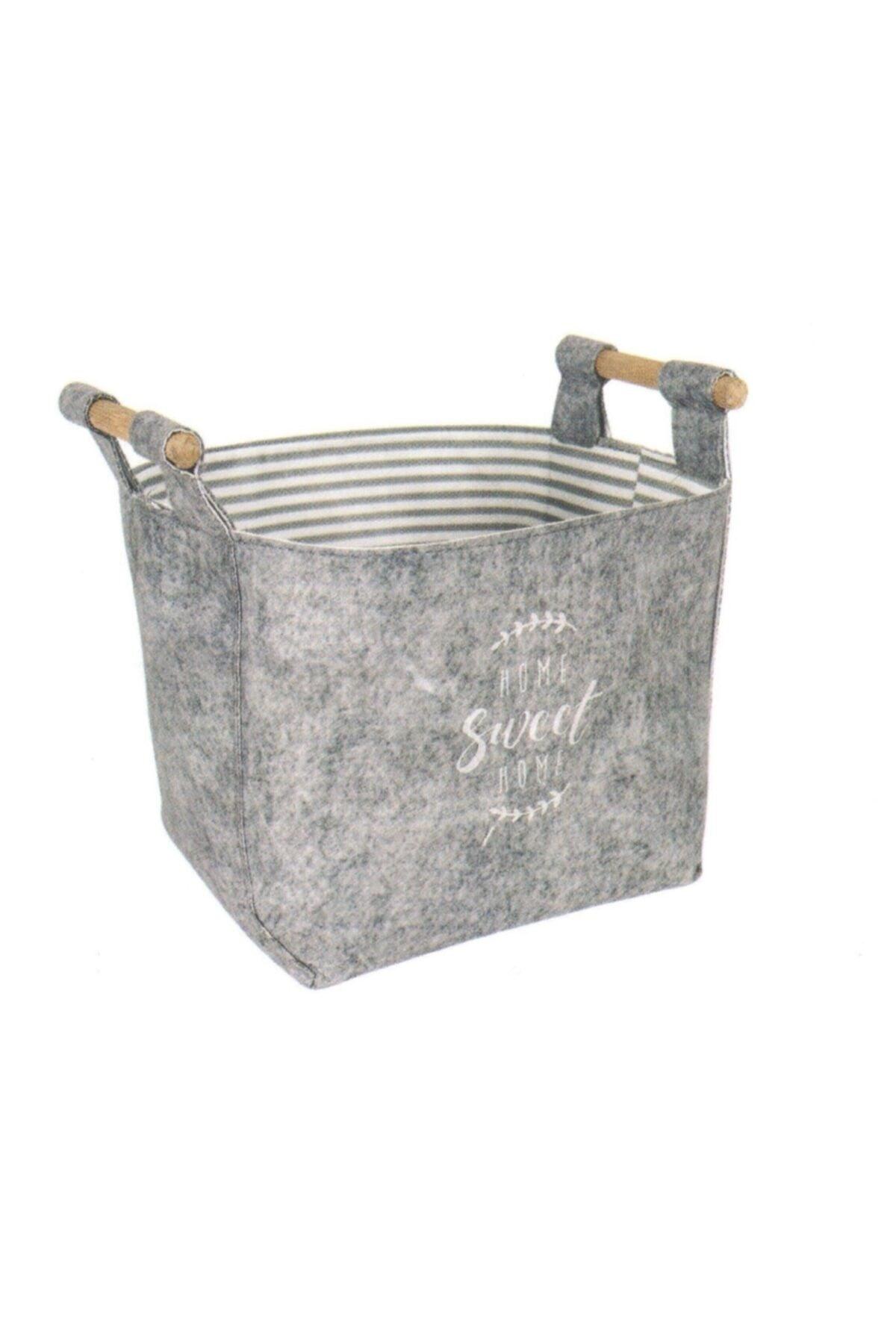 Felt Handled Round Organizer Basket - Multi-Purpose Storage Organizer Box Mega Gray - Swordslife