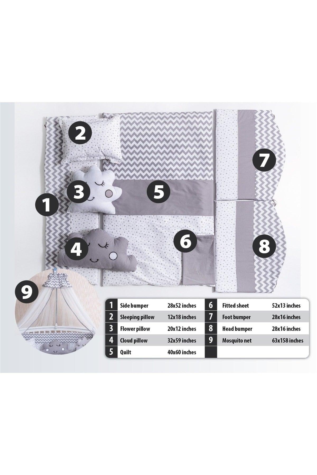 Figured Gray Crib Baby Sleeping Set 60x120 - Swordslife