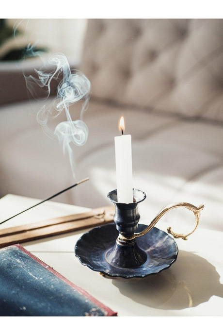 Frilly Copper Hand Candlestick