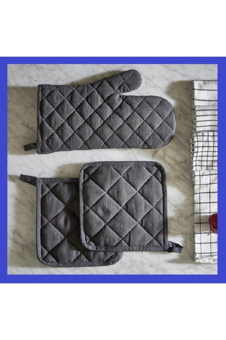 Oven Mitts And Handle Set Gray Color - Swordslife