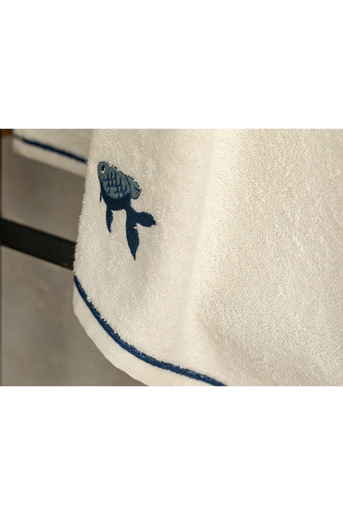 Fish Cotton Embroidered Face Towel 50x70 Cm