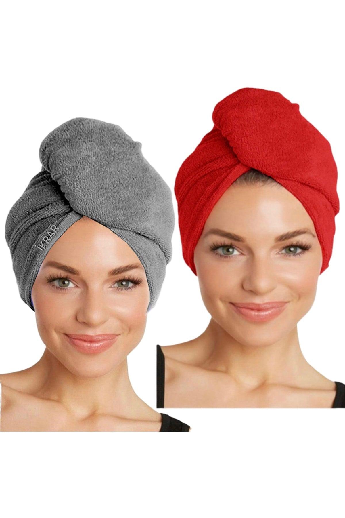 Flach 2 Pieces Hair Towel with Buttons Hair Cap Cotton - Swordslife