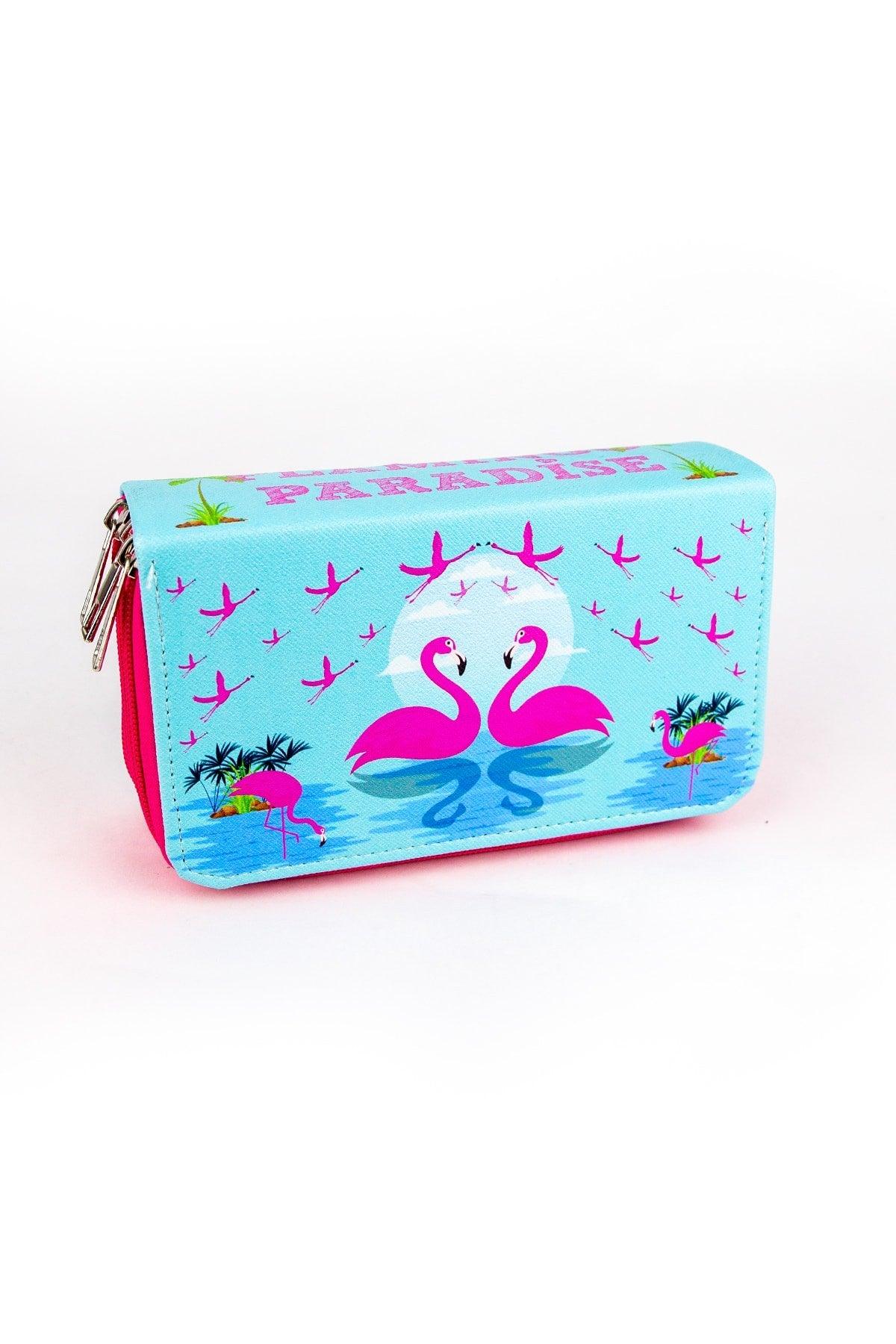 Flamingo Paradise Three Compartment Pencil Case