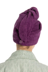 Flat Eponge Button Towel Purple Hair Drying Cap - Swordslife