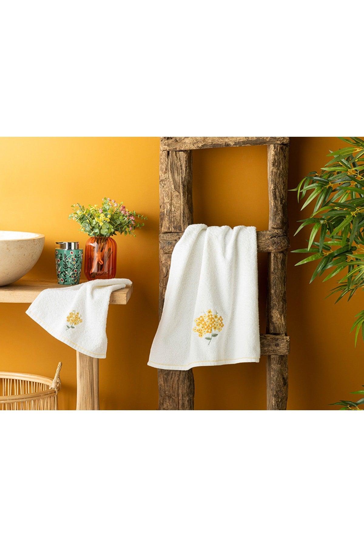 Fleur Cotton Embroidered Hand Towel 30x40 Cm White - Swordslife