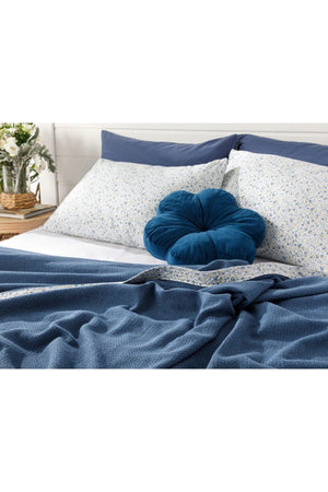 Floral Joy Single Pique Set With Connecting Rod 150x220 Cm Indigo - Swordslife